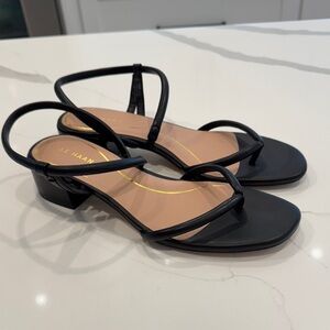 COLE HAAN Womens Black Calli Slip On Leather Heeled Thong Sandals 9.5 B